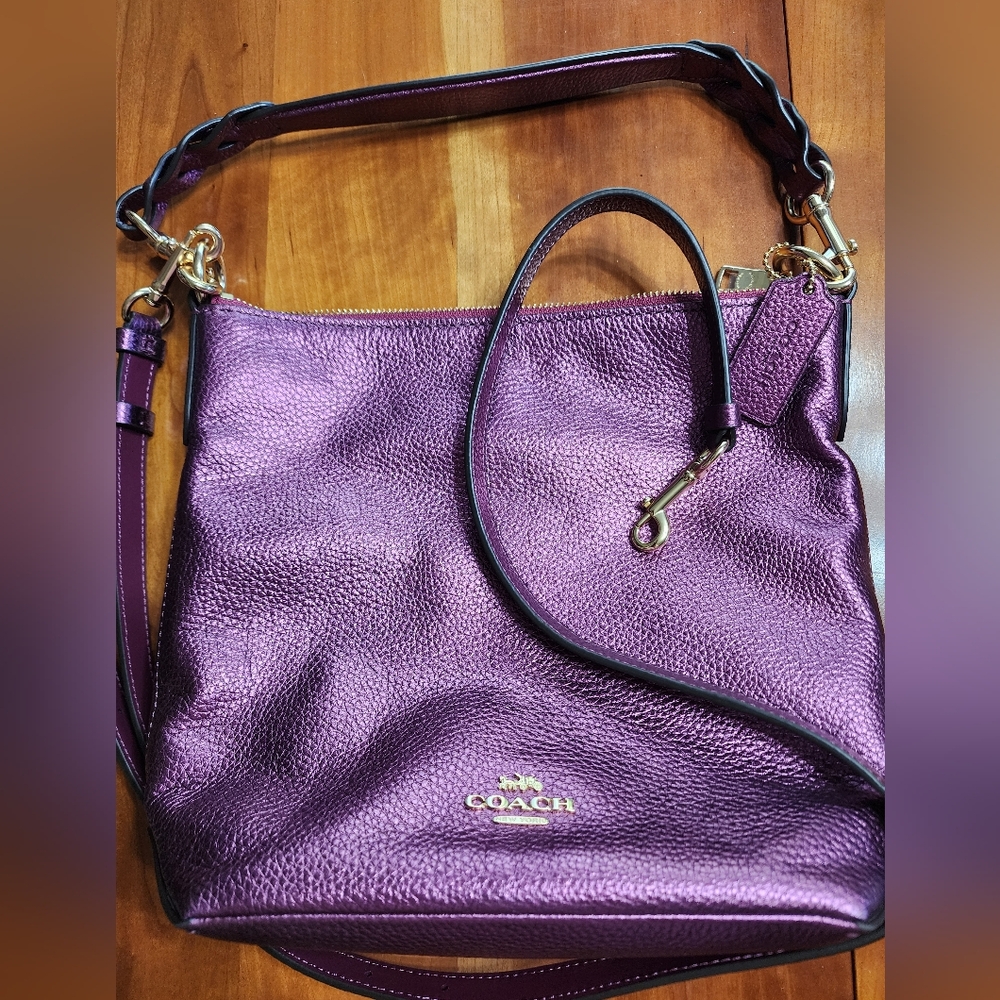 Coach Mini Abby Metallic Purple Crossbody Bag N239-8